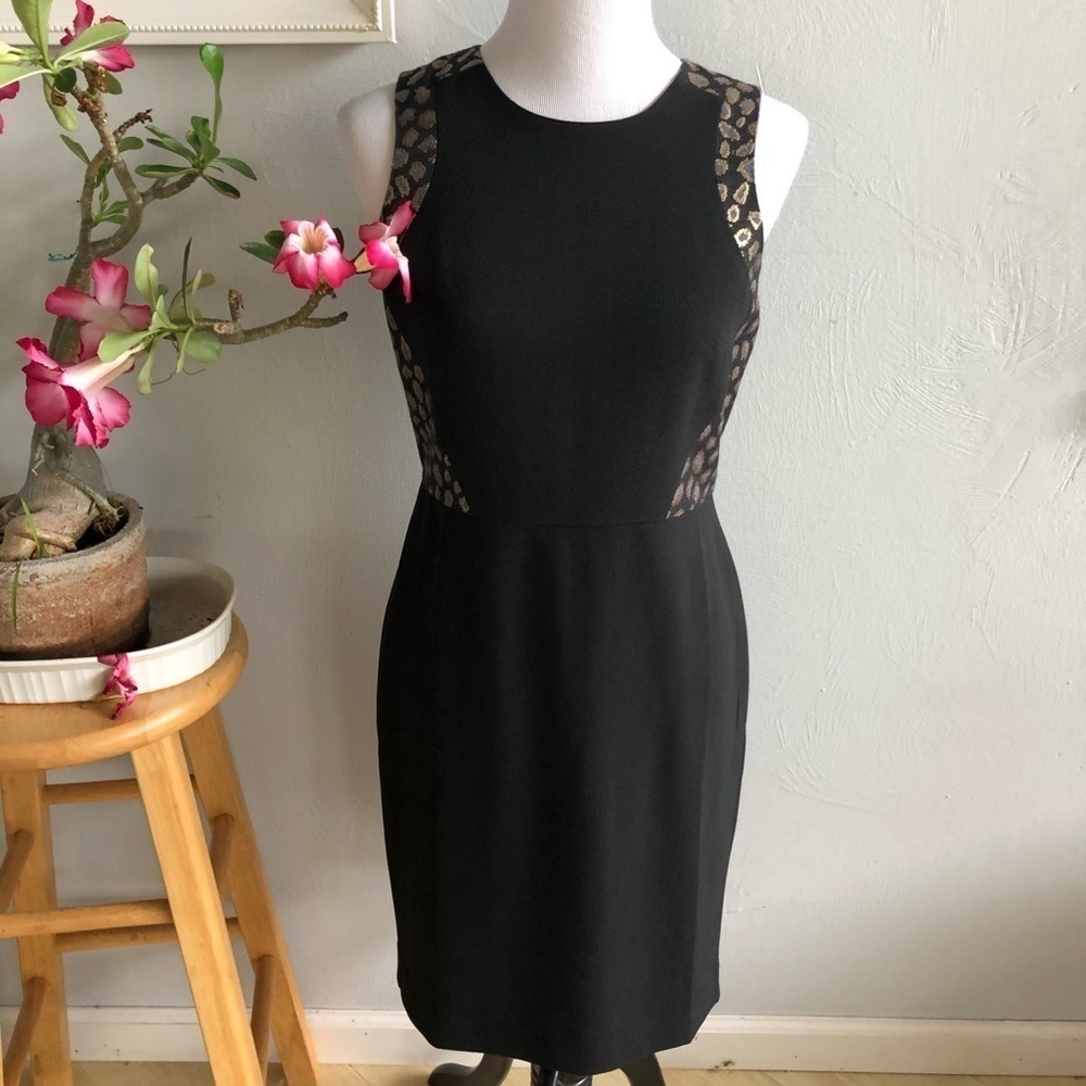 NWT Ann Taylor metallic leopard black sheath dress workwear - Picture 4 of 8